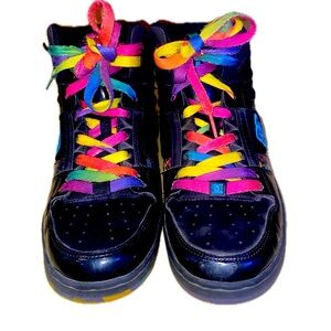 Women's Rebound Hi Le High Top DC Skateboarding Shoes Rainbow 303400 Size: 10